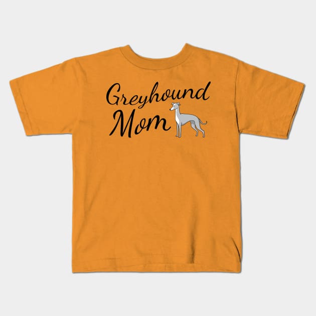 Greyhound Mom Kids T-Shirt by tribbledesign